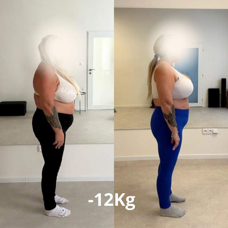 Lenka pred a po – z boku, schudla 12 kg na krabičkovej strave