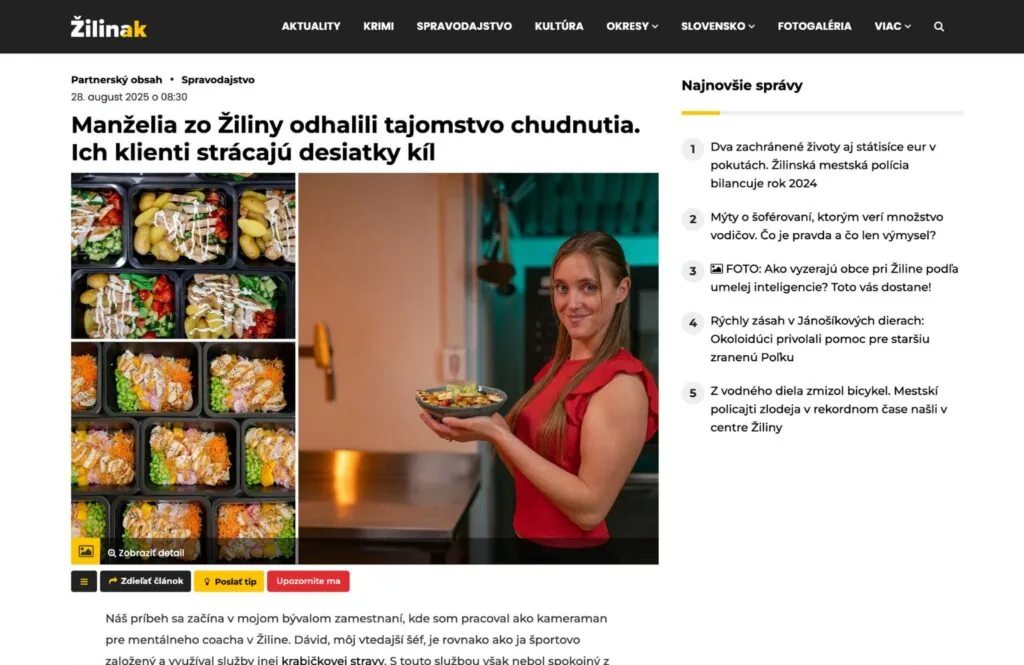 Článok na zilinak.sk: Manželia zo Žiliny odhalili tajomstvo chudnutia – ich klienti strácajú desiatky kíl